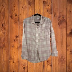 Melrose and Market Size M  Button Up Long‎ Sleeve Pink Plaid Casual Top Shirt